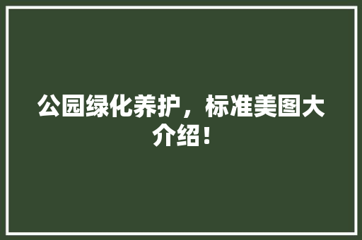 公园绿化养护，标准美图大介绍！