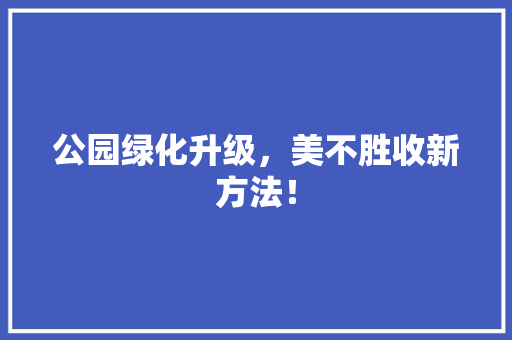 公园绿化升级，美不胜收新方法！ 育苗设备
