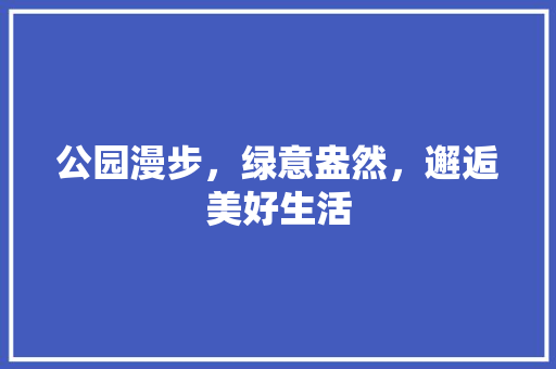公园漫步，绿意盎然，邂逅美好生活 无土育苗