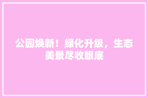 公园焕新！绿化升级，生态美景尽收眼底