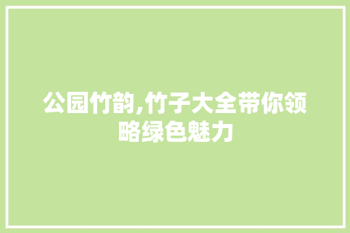 公园竹韵,竹子大全带你领略绿色魅力