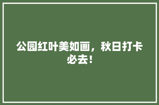 公园红叶美如画，秋日打卡必去！