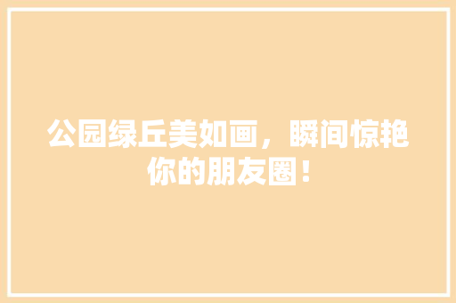 公园绿丘美如画，瞬间惊艳你的朋友圈！