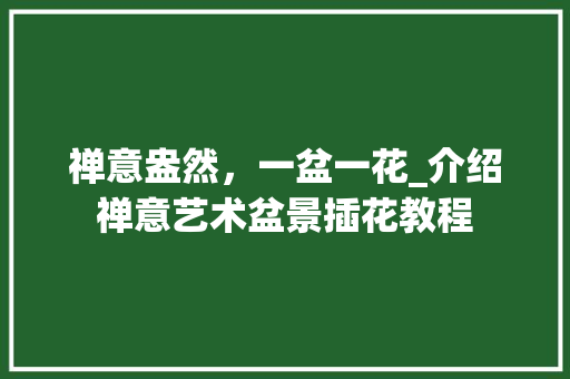 禅意盎然，一盆一花_介绍禅意艺术盆景插花教程 嫁接育苗