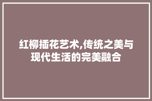 红柳插花艺术,传统之美与现代生活的完美融合 蔬菜育苗