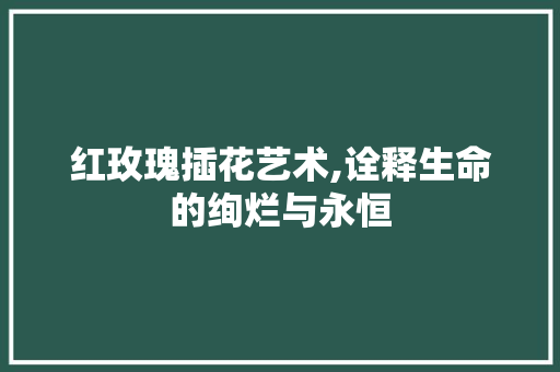 红玫瑰插花艺术,诠释生命的绚烂与永恒 温室育苗
