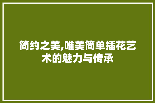 简约之美,唯美简单插花艺术的魅力与传承
