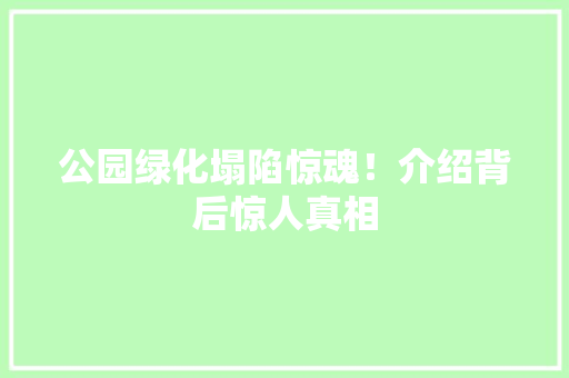 公园绿化塌陷惊魂！介绍背后惊人真相