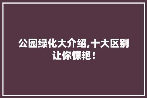 公园绿化大介绍,十大区别让你惊艳！