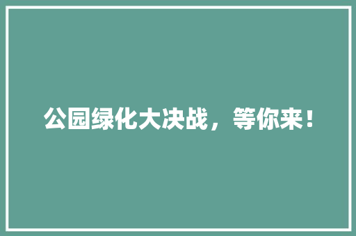 公园绿化大决战，等你来！