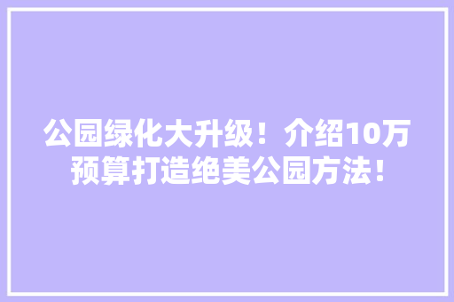 公园绿化大升级！介绍10万预算打造绝美公园方法！