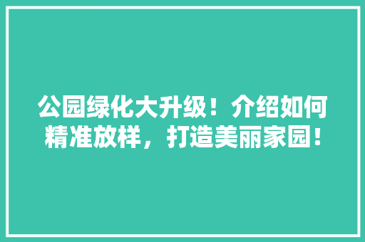 公园绿化大升级！介绍如何精准放样，打造美丽家园！