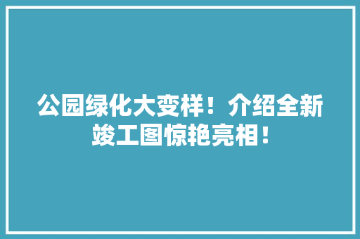 公园绿化大变样！介绍全新竣工图惊艳亮相！