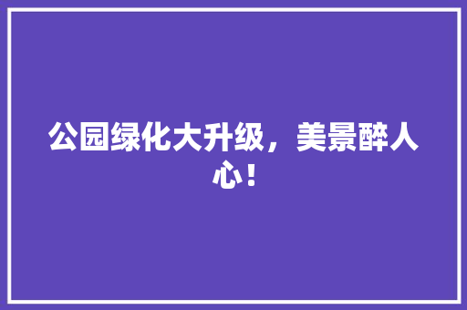 公园绿化大升级，美景醉人心！