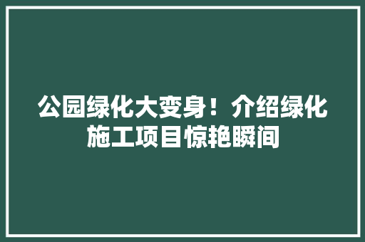 公园绿化大变身！介绍绿化施工项目惊艳瞬间