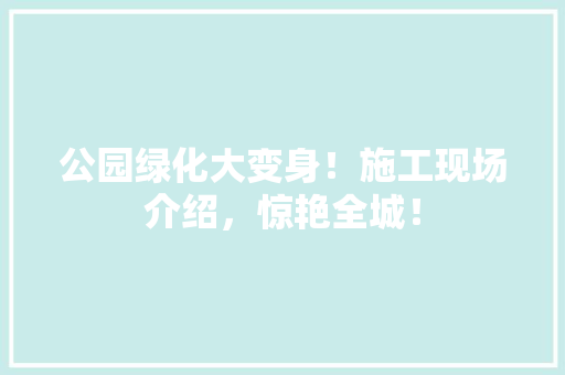 公园绿化大变身！施工现场介绍，惊艳全城！