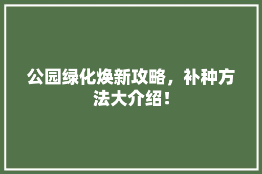 公园绿化焕新攻略，补种方法大介绍！