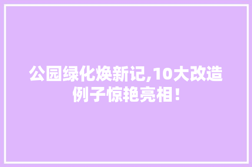 公园绿化焕新记,10大改造例子惊艳亮相！