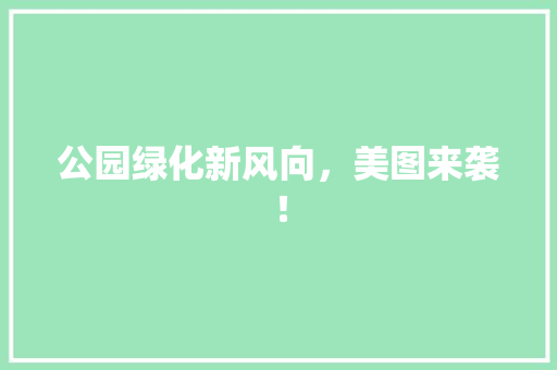 公园绿化新风向，美图来袭！