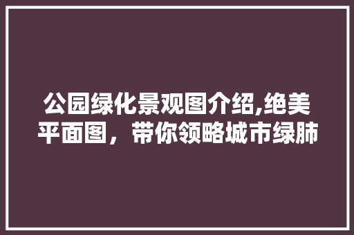 公园绿化景观图介绍,绝美平面图，带你领略城市绿肺之美 林木育苗