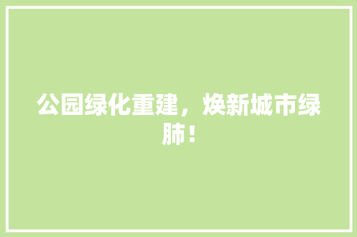 公园绿化重建，焕新城市绿肺！