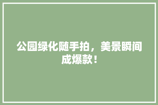 公园绿化随手拍，美景瞬间成爆款！