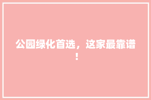 公园绿化首选，这家最靠谱！
