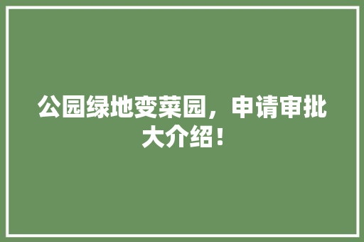 公园绿地变菜园，申请审批大介绍！