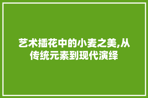 艺术插花中的小麦之美,从传统元素到现代演绎 水果育苗