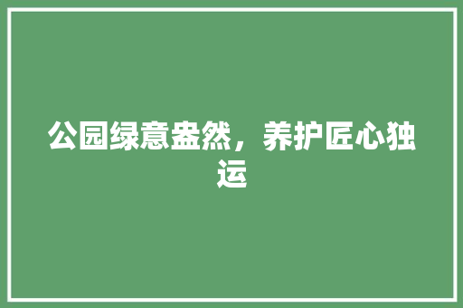 公园绿意盎然，养护匠心独运