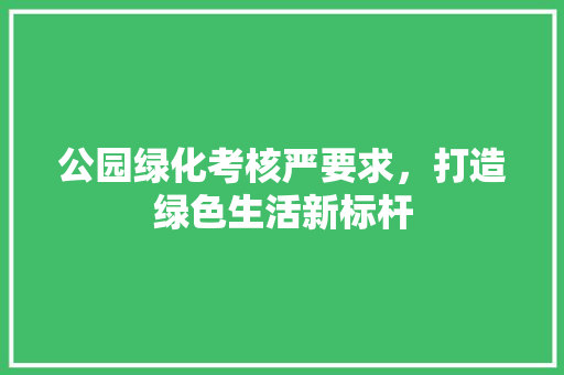 公园绿化考核严要求，打造绿色生活新标杆