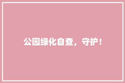 公园绿化自查，守护！