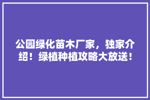 公园绿化苗木厂家，独家介绍！绿植种植攻略大放送！