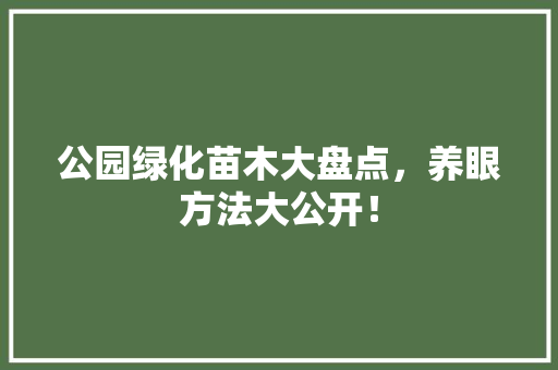 公园绿化苗木大盘点，养眼方法大公开！