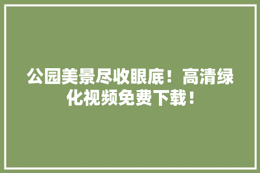 公园美景尽收眼底！高清绿化视频免费下载！