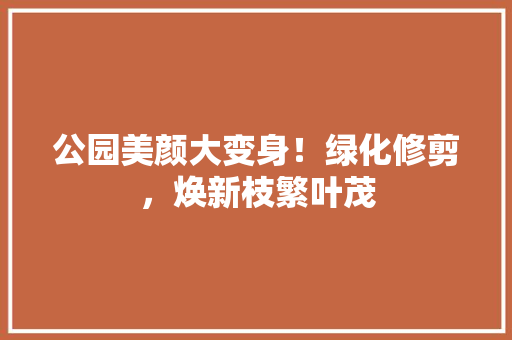 公园美颜大变身！绿化修剪，焕新枝繁叶茂