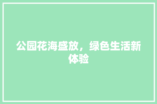 公园花海盛放，绿色生活新体验