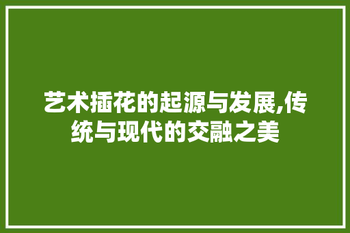 艺术插花的起源与发展,传统与现代的交融之美 无土育苗
