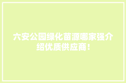 六安公园绿化苗源哪家强介绍优质供应商！
