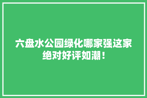 六盘水公园绿化哪家强这家绝对好评如潮！