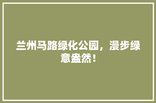 兰州马路绿化公园，漫步绿意盎然！