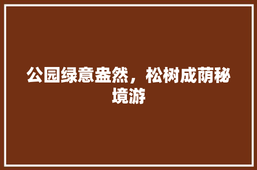 公园绿意盎然，松树成荫秘境游