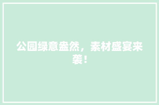 公园绿意盎然，素材盛宴来袭！