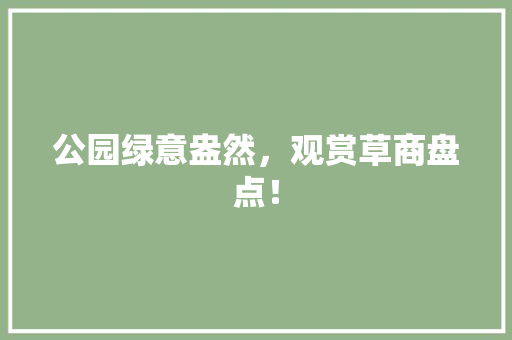公园绿意盎然，观赏草商盘点！