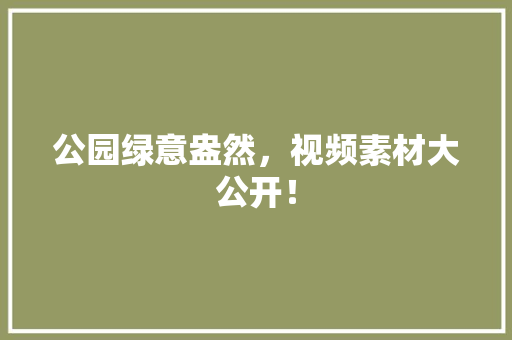 公园绿意盎然，视频素材大公开！