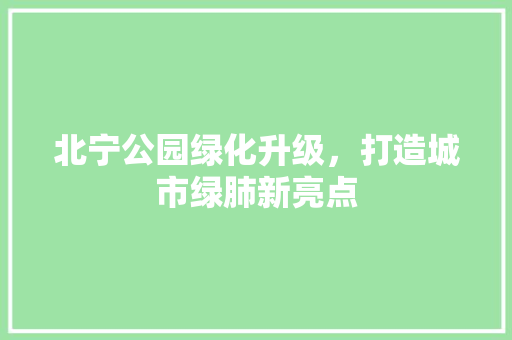 北宁公园绿化升级，打造城市绿肺新亮点
