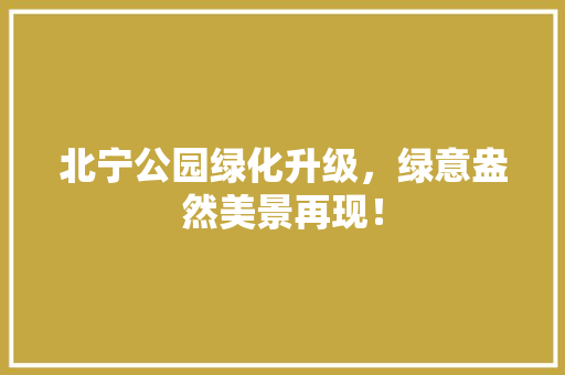 北宁公园绿化升级，绿意盎然美景再现！