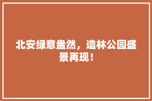 北安绿意盎然，造林公园盛景再现！