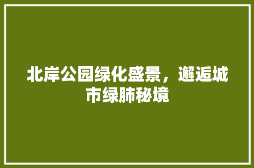 北岸公园绿化盛景，邂逅城市绿肺秘境