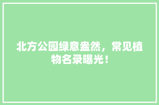 北方公园绿意盎然，常见植物名录曝光！